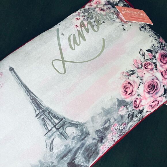 L’Amour Paris Eiffel Tower Valentine Soft Throw Pillow - Picture 2 of 4